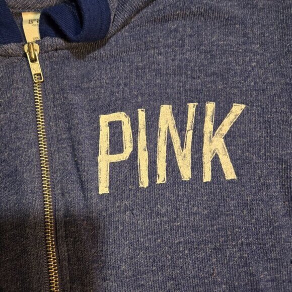 Victoria Secret PINK Zip Up Hoodie Blue Size L Vintage - Picture 4 of 4